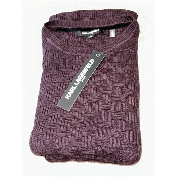 Karl Lagerfeld Sweater Pullover Black Cable Knit Cotton Acrylic Blend Size L - Picture 10 of 10